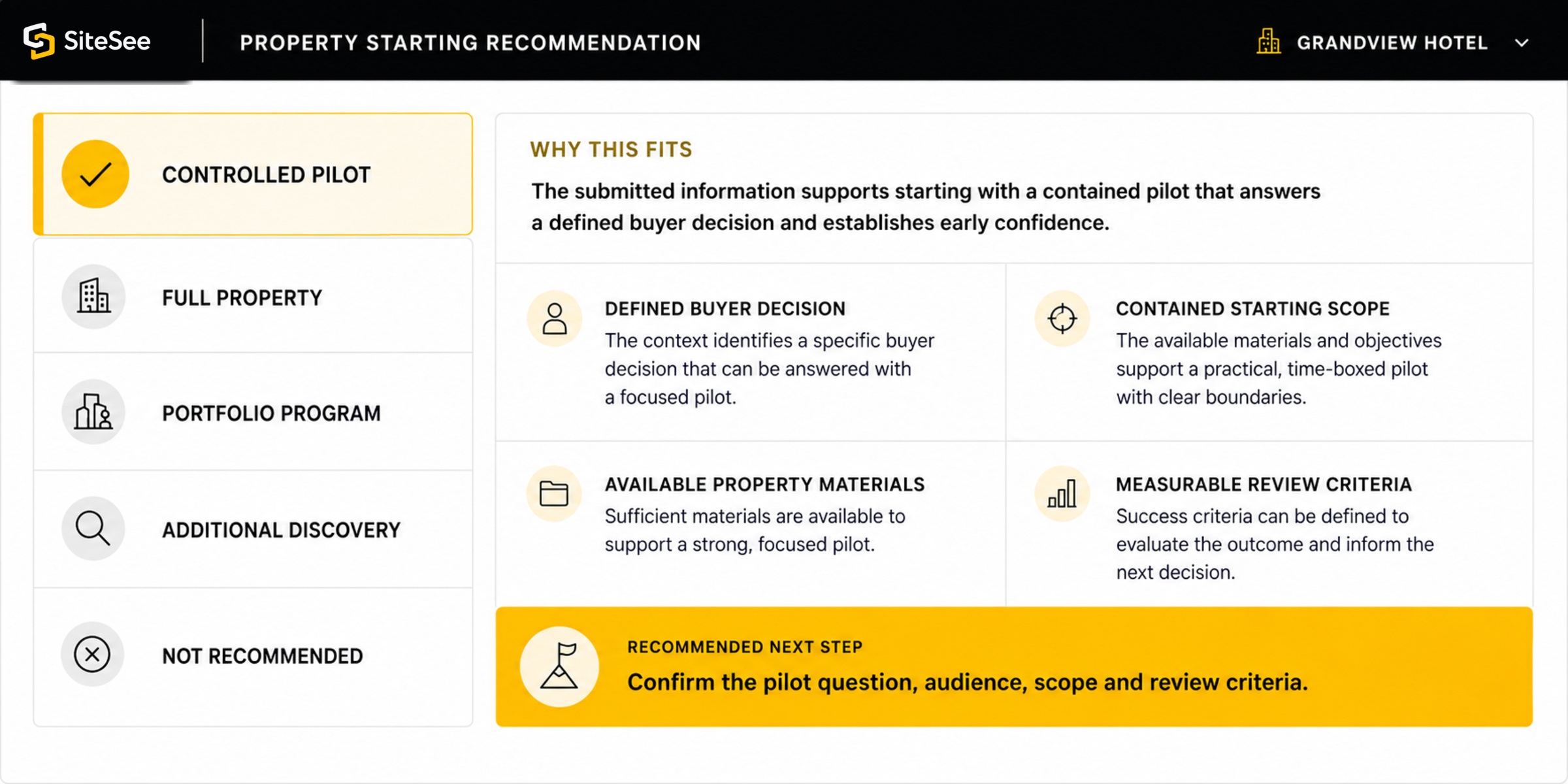 SiteSee property audit recommendation
