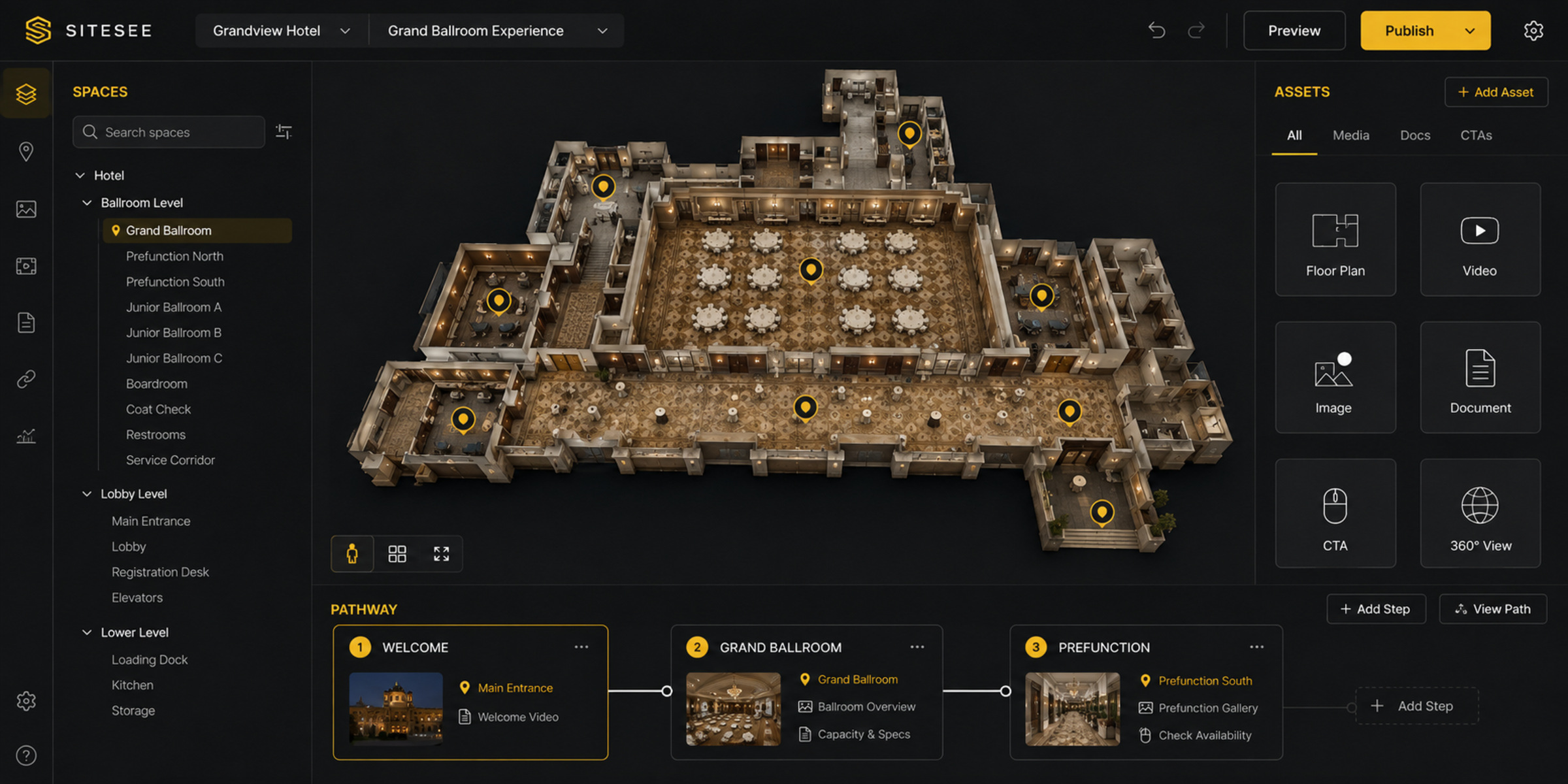 SiteSee experience Build Creator Studio UI