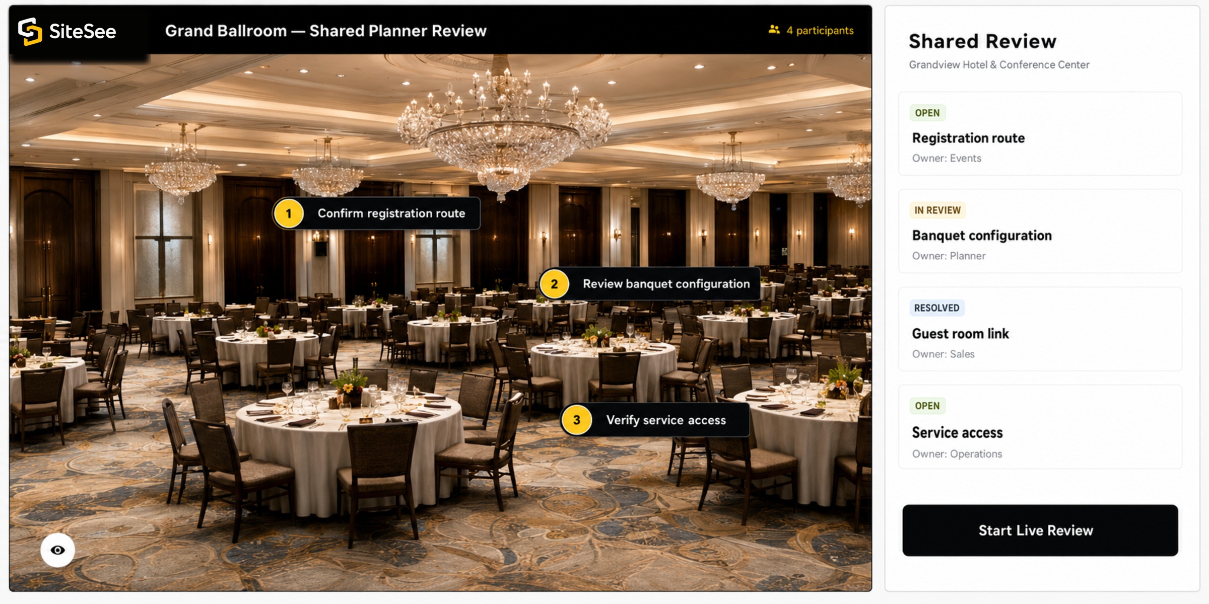 SiteSee shared Review Collaboration UI