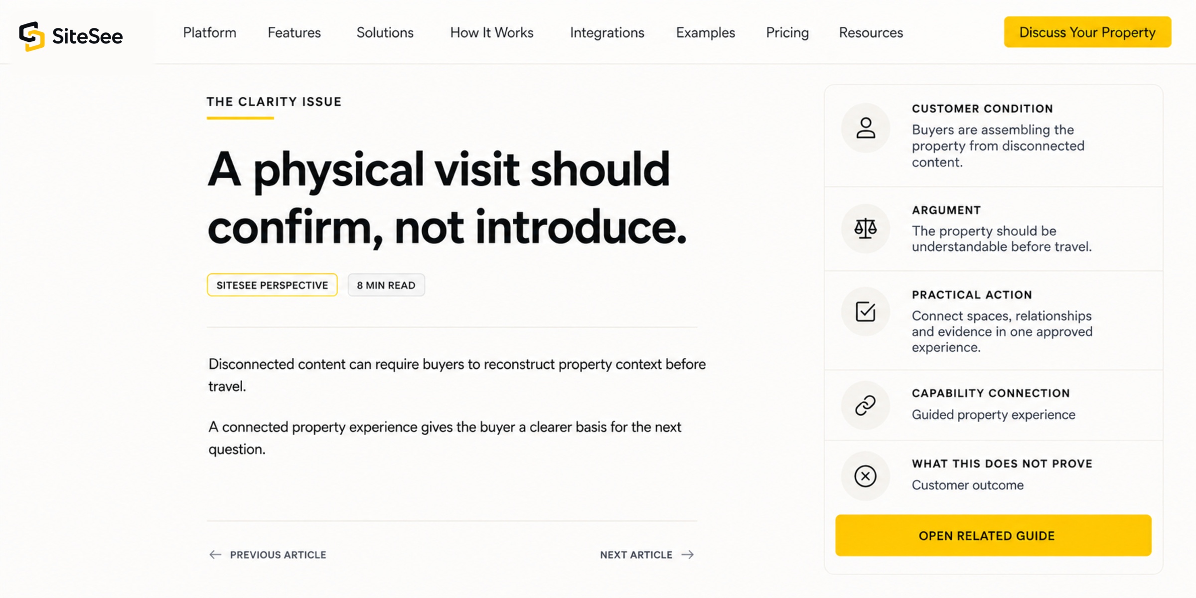 SiteSee article Reader Decision Structure UI