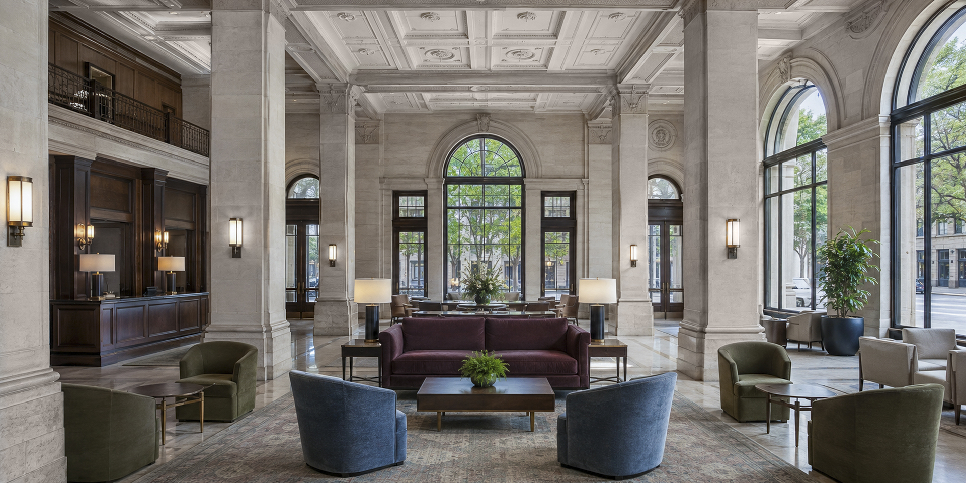 Historic grand hotel lobby