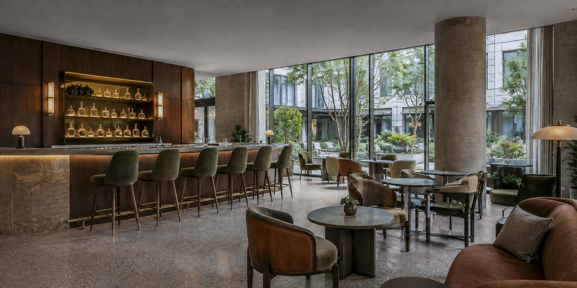 Mid-century hotel lobby bar