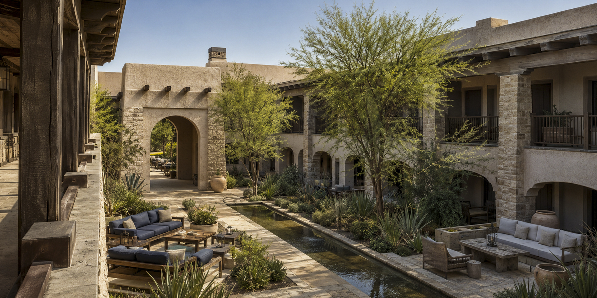 Desert resort courtyard