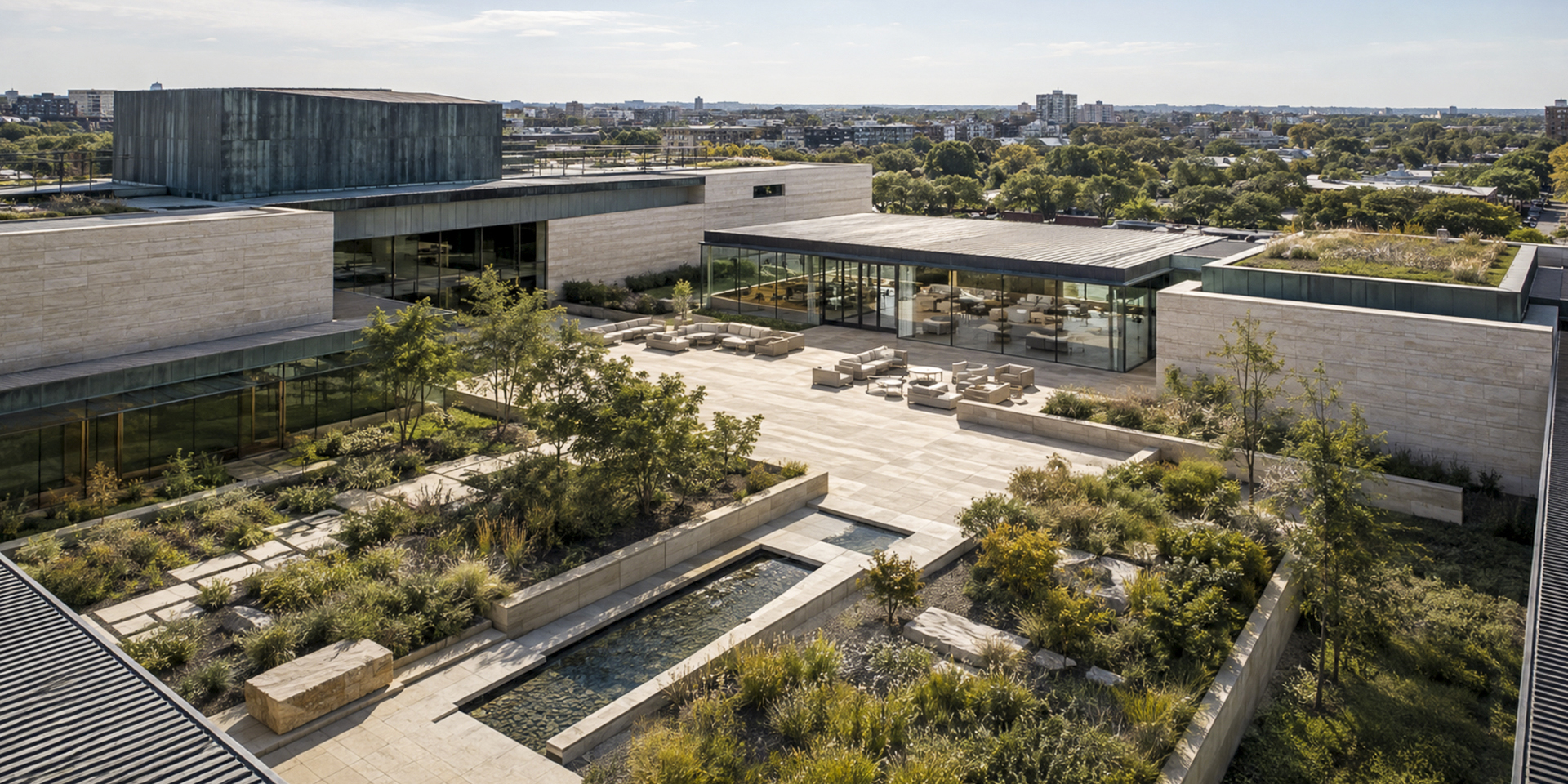 Museum courtyard roof garden